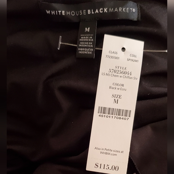 White House Black Market black floral chiffon shift dress Medium NWT - Picture 3 of 3